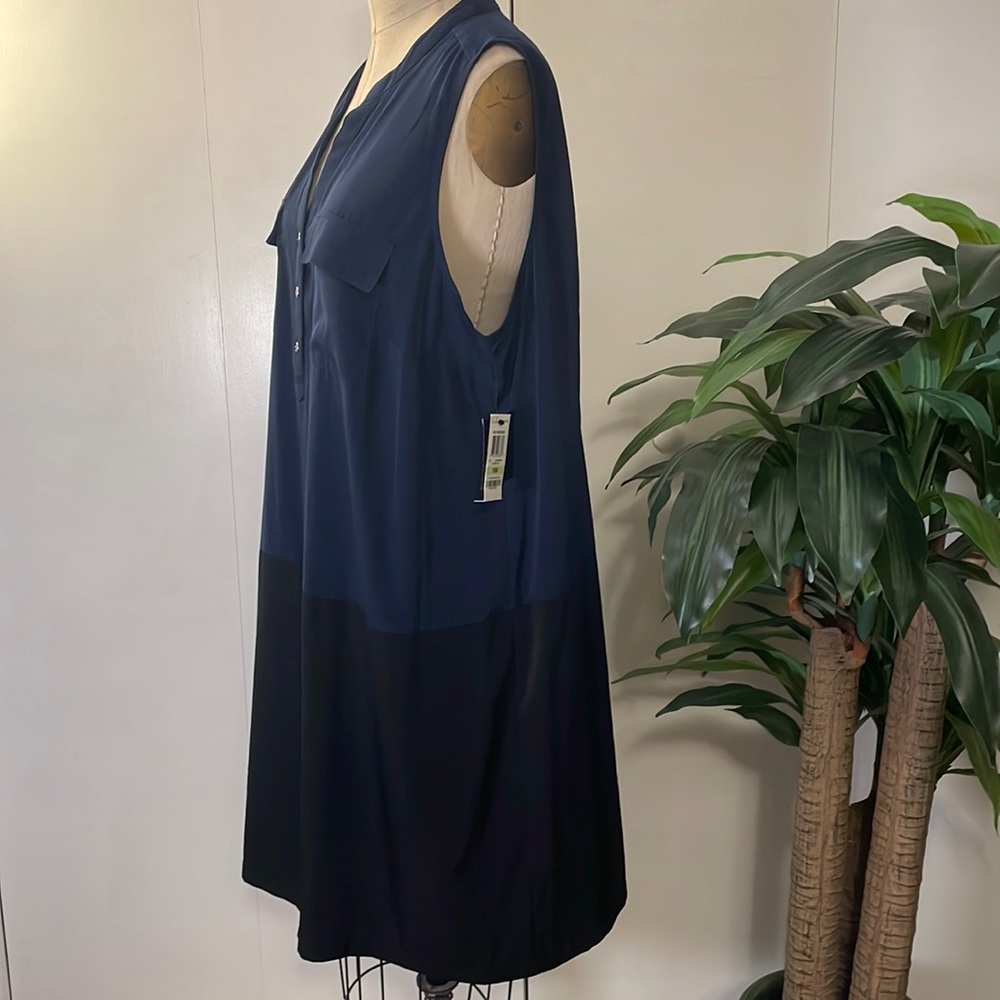 Alfani sleeveless button up dress in navy and black - Picture 4 of 8